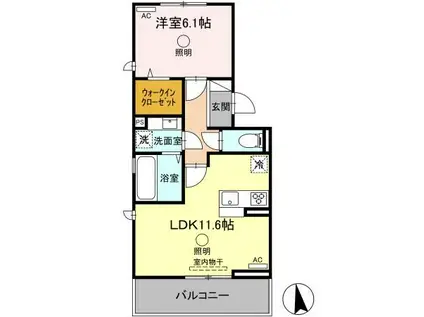 シェシレーヌ(1LDK/2階)の間取り写真