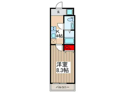 ノース FIELD 飯能(1K/6階)の間取り写真