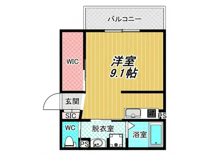 アーバンウッド(ワンルーム/2階)の間取り写真