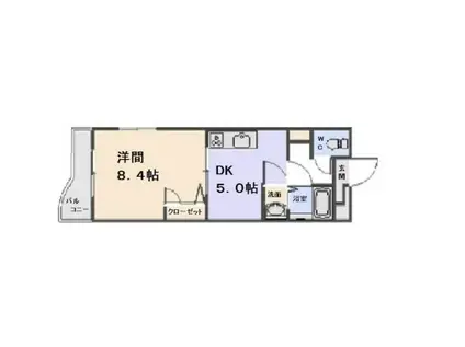 グリーンツリー(1DK/2階)の間取り写真