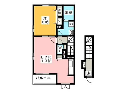 ペッレグリーノI(1LDK/2階)の間取り写真