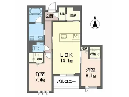 フェリクス黒川(2LDK/2階)の間取り写真