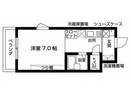 NASIC津田沼(ワンルーム/2階)の間取り写真