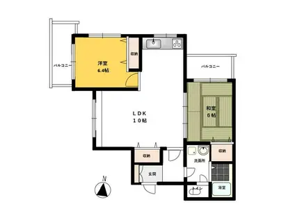 鷺沼ヒルタウン(2LDK/1階)の間取り写真