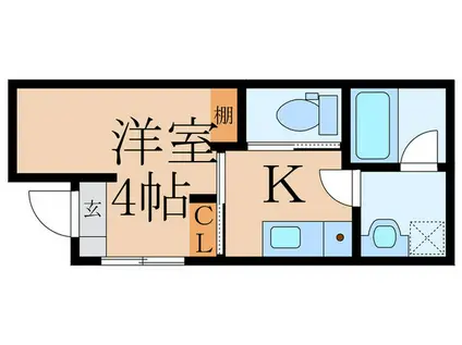 トライアングルヒルズII(1K/1階)の間取り写真