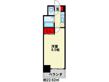 アリビオ折尾(1K/7階)の間取り写真