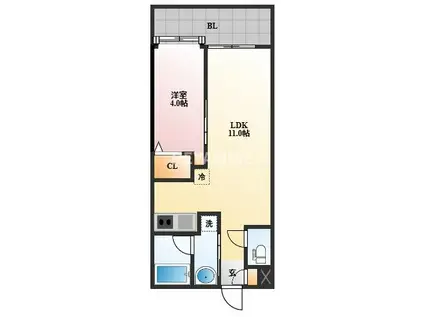 S-FORT長崎大学病院前(1LDK/9階)の間取り写真