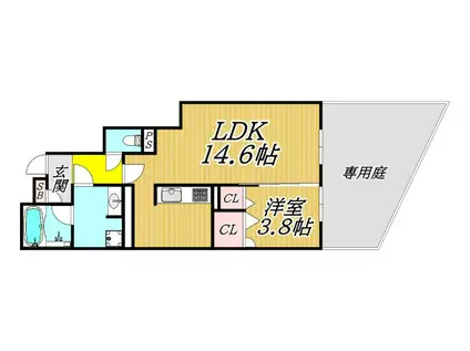 PITTORESUQUE春日丘(1LDK/1階)の間取り写真