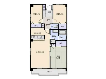 サザントゥリー東林間(3LDK/3階)の間取り写真