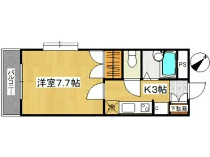 サンメゾン土樋(1K/2階)の間取り写真