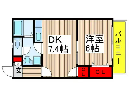 サンライズ八千代台(1DK/2階)の間取り写真