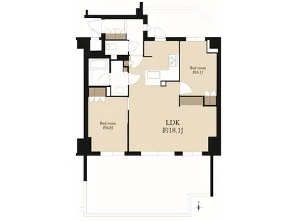ザ・京都レジデンス御所西乾御門(2LDK/1階)の間取り写真