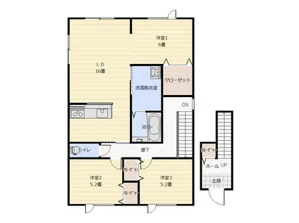 西大野4丁目 アパート(3LDK/2階)の間取り写真