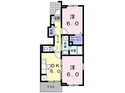 フィオーレ(2DK/1階)の間取り写真