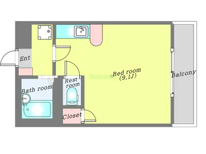 リエス長町南3丁目(ワンルーム/2階)の間取り写真