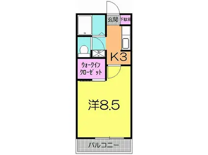 グリーンヴィラC(1K/1階)の間取り写真