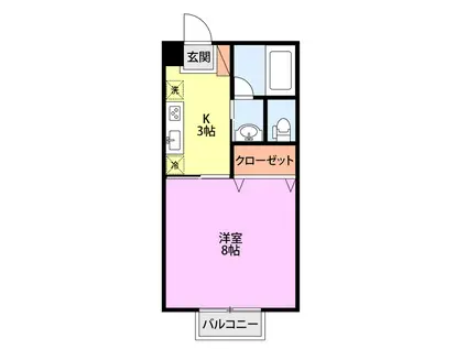 フォレストヒルズB(1K/2階)の間取り写真