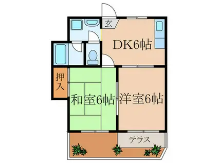 HILLS 1(2DK/1階)の間取り写真