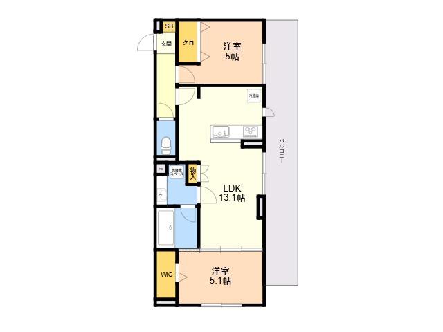 DーROOM今宿駅前1丁目(2LDK/2階)の間取り写真