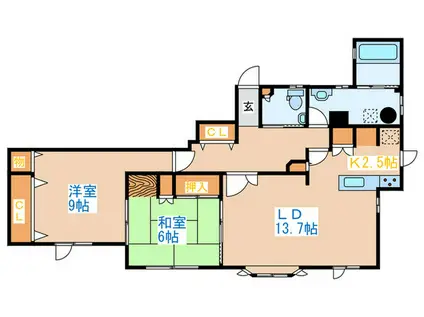 山の手6-4 1F(2LDK/1階)の間取り写真