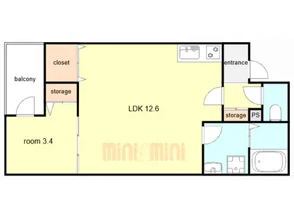RUKE TACHIBANA(1LDK/3階)の間取り写真