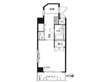 東本町ハイツ第2(1K/4階)の間取り写真
