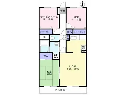 グランエスト浦和(2SLDK/1階)の間取り写真