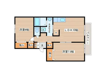 アスイズB(2LDK/1階)の間取り写真