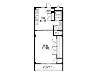 アムール古里(1DK/1階)の間取り写真