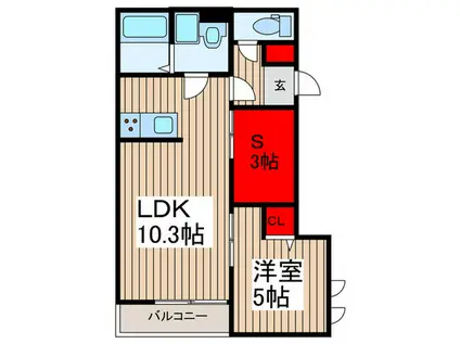 シャトー・レノア(1SLDK/2階)の間取り写真