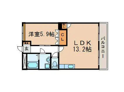 パラシオン八王子(1LDK/2階)の間取り写真
