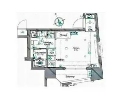 メイクスデザイン南青山(1K/8階)の間取り写真