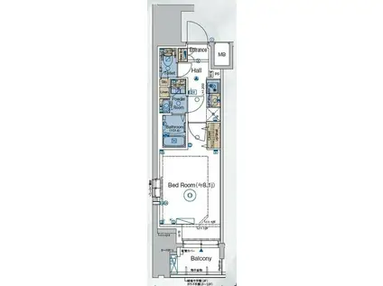 ガリシアレジデンス品川パークサイド(1K/6階)の間取り写真