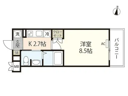 ラメール草津南(1K/3階)の間取り写真