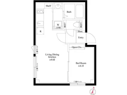 カーサピアッツァ新宿中落合(1LDK/3階)の間取り写真