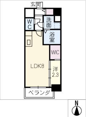 豊田駅前ビル(1LDK/9階)の間取り写真