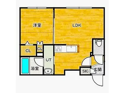 プラリネ(1LDK/2階)の間取り写真