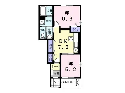 モルティVIII(2DK/1階)の間取り写真