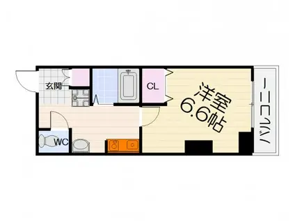 ヨーク北条(1K/4階)の間取り写真