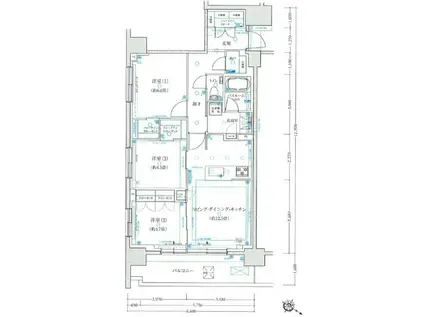 クリオ横濱桜木町ミッドグレイス(3LDK/8階)の間取り写真
