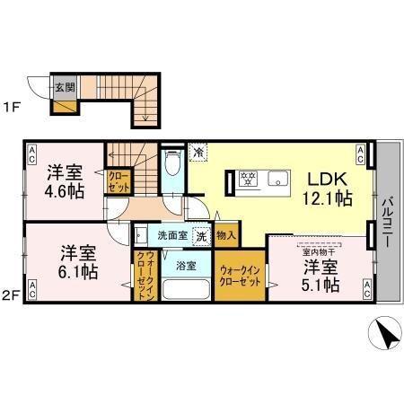 YAMAJUII(3LDK/2階)の間取り写真
