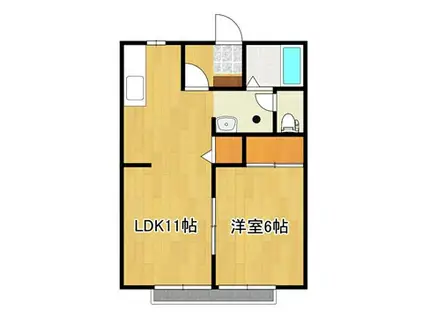 サンガーデン小松C棟(1LDK/1階)の間取り写真