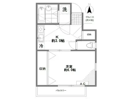 CASA FIORITA(1K/2階)の間取り写真