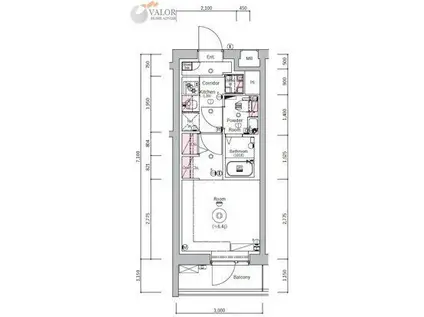 SYNEX YOKOHAMA-SHINMMACHI(1K/8階)の間取り写真