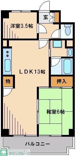 入間市駅前第2ビル(2LDK/2階)の間取り写真