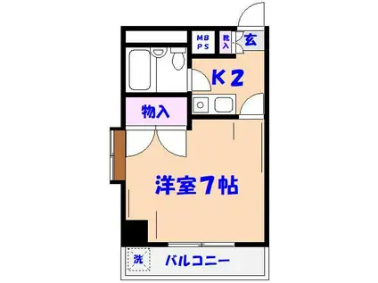 ジュネパレス市川第4(1K/2階)の間取り写真