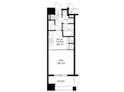 ポートヴィラ靱公園(1DK/2階)の間取り写真