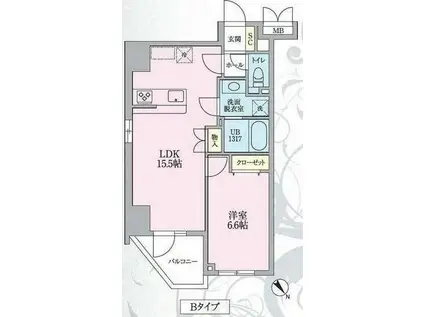 ニアレスタSUGAMO(1LDK/6階)の間取り写真