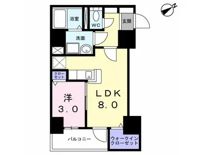 ラ・フュンフ(1LDK/8階)の間取り写真