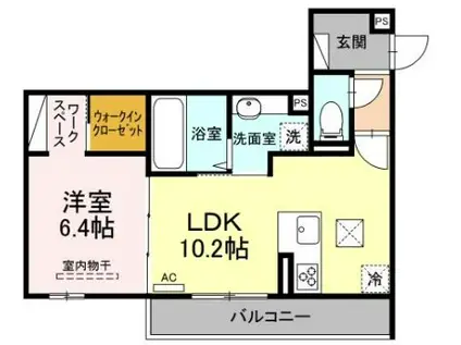 ＪＲ山陽本線 新白島駅(ＪＲ) 徒歩1分 3階建 築3年(1LDK/2階)の間取り写真